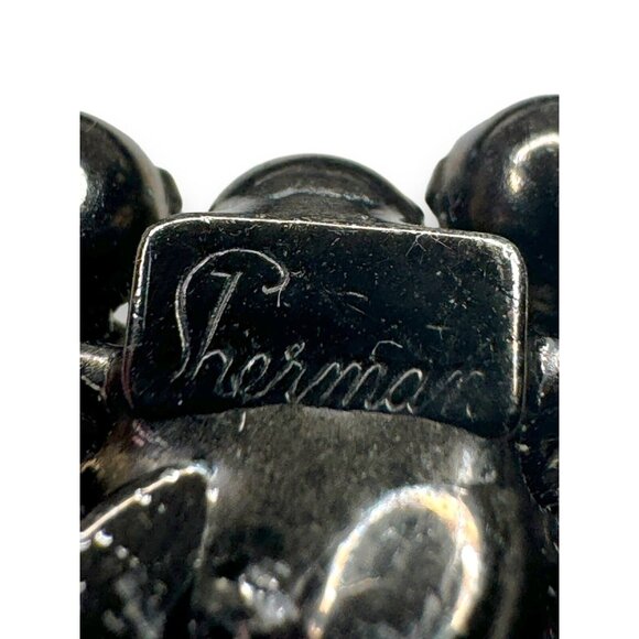 Sherman Red Pink Aurora Borealis Crystal Japanned Vintage Wreath Brooch - Picture 3 of 16